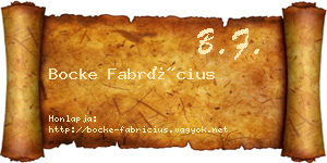 Bocke Fabrícius névjegykártya